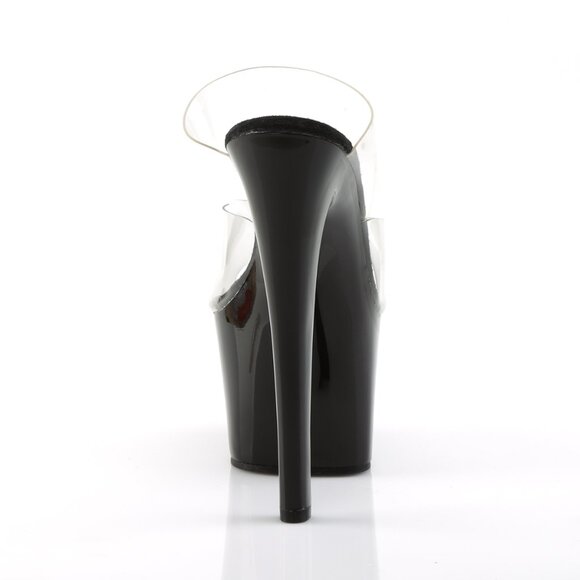Pleaser Sky 302 Black Platform Heels with Clear Band Slip On - Picture 3 of 5